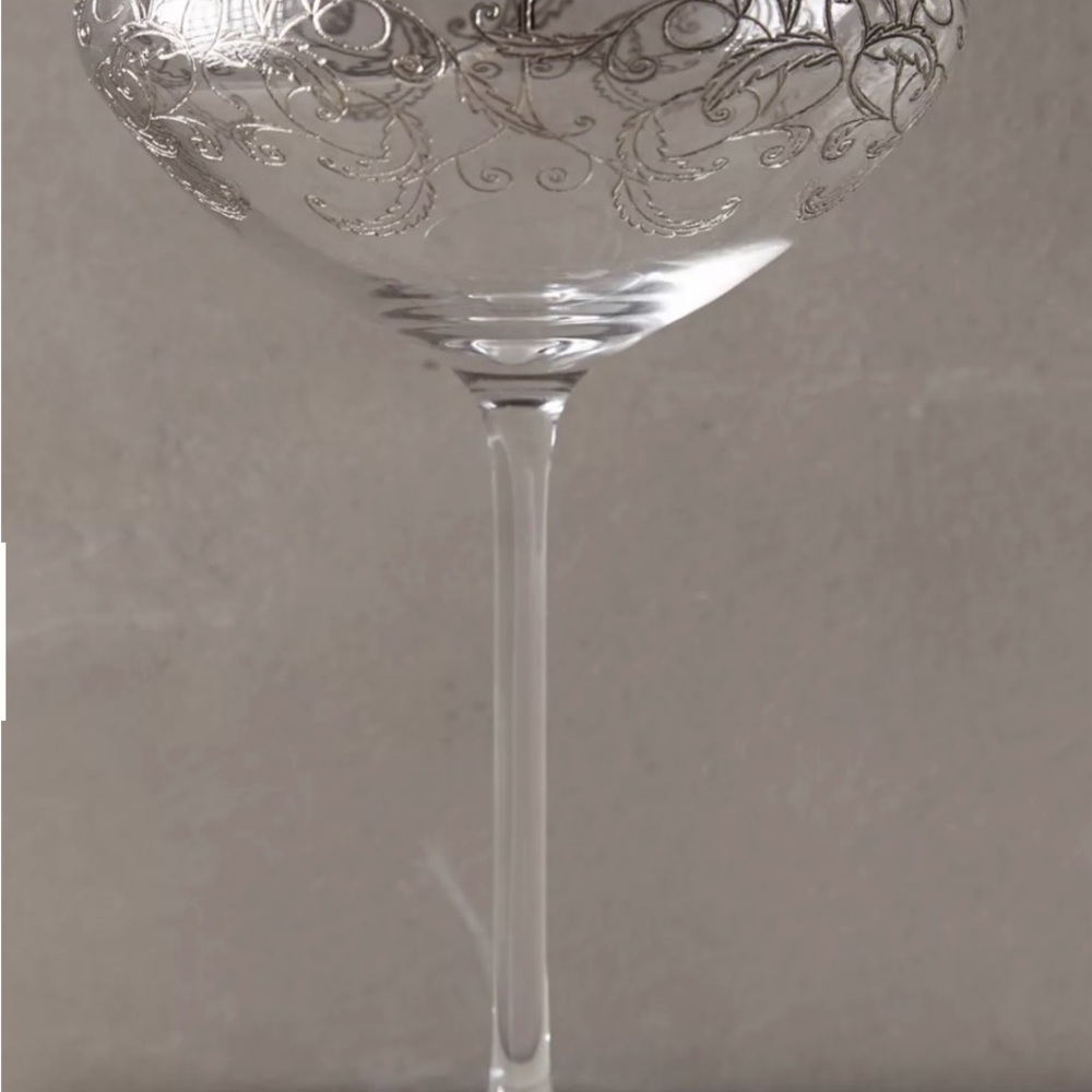 Anthropologie Silver Scroll Stemmed Champagne Glasses made in Slovakia - Picture 3 of 7